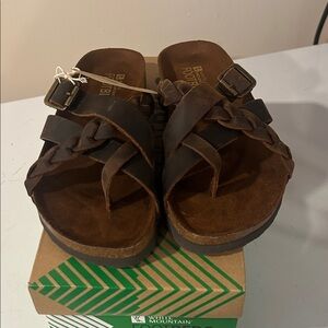 White Mountain Dark Brown Braided Sandals